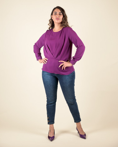 MAGLIA SVASATA CON DRAPPEGGIATURA