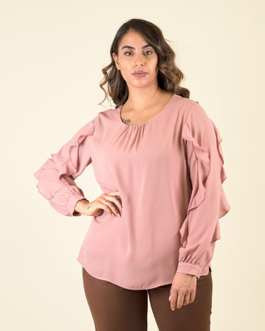 BLUSA ROSA CON VOLANT