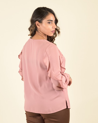 BLUSA ROSA CON VOLANT