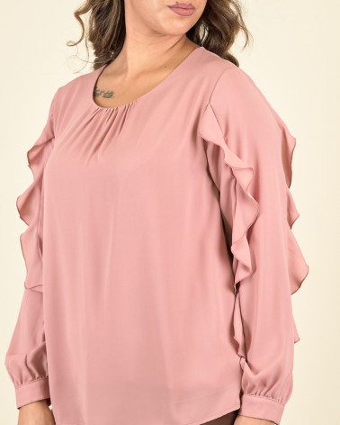 BLUSA ROSA CON VOLANT