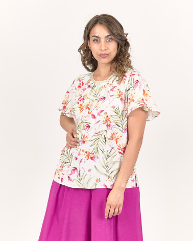 BLUSA FLOREALE CON LUREX