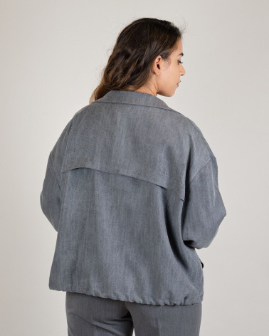 Bomber monopetto in denim