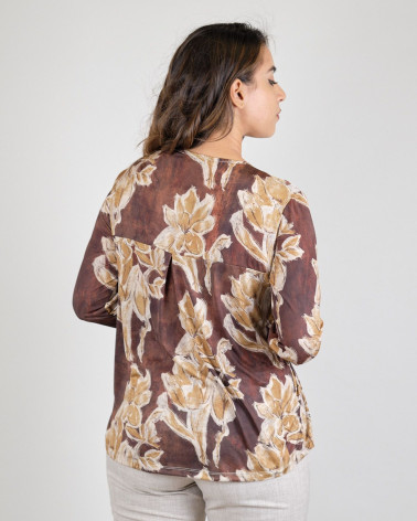 Blusa con stampa marrone