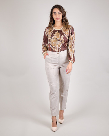 Pantaloni in melange beige