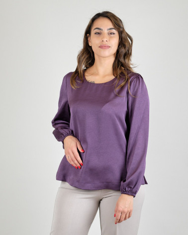 Blusa bimaterica con manica lunga