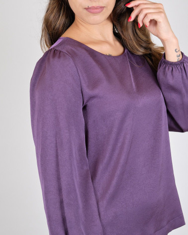 Blusa bimaterica con manica lunga