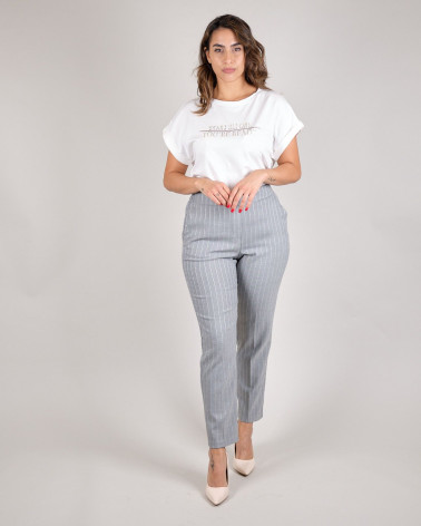 Pantaloni gessati lurex