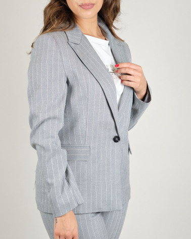 Blazer monopetto gessata lurex