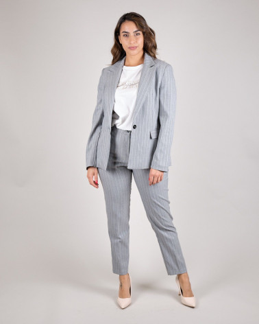 Blazer monopetto gessata lurex