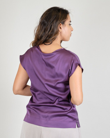 Blusa bimaterica manica corta