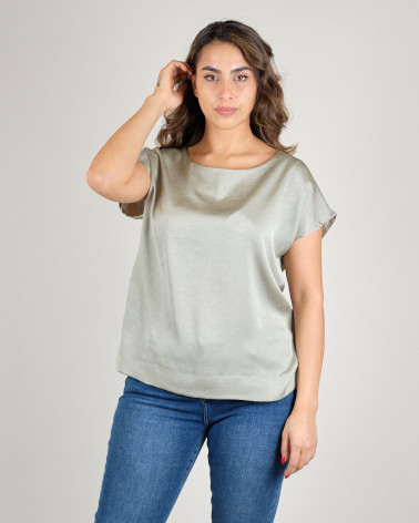 Blusa bimaterica manica corta