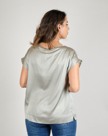 Blusa bimaterica manica corta