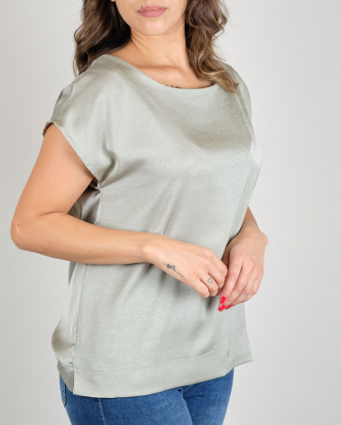 Blusa bimaterica manica corta