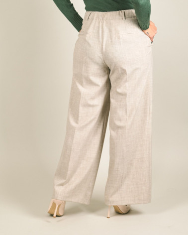 Pantaloni a palazzo in melange beige