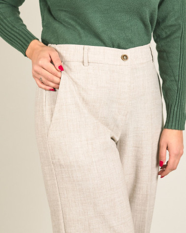 Pantaloni a palazzo in melange beige