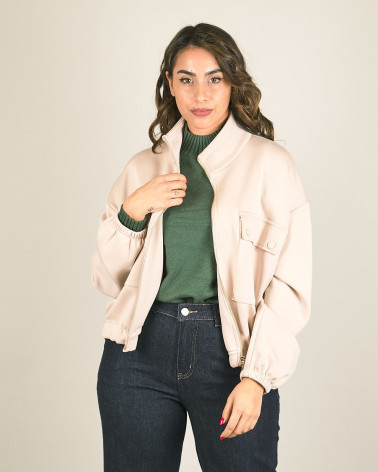 Bomber beige con tasconi