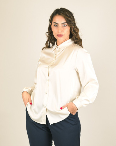 Camicia in raso beige