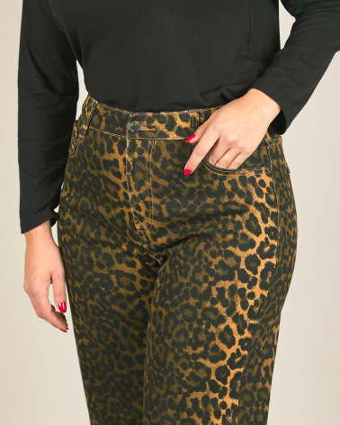 Jeans in denim leopardato