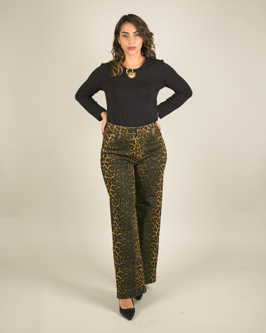 Jeans in denim leopardato