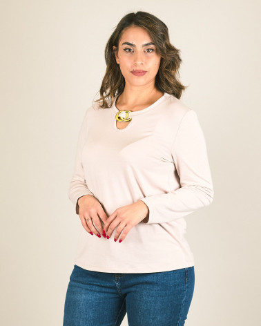 Maglia manica lunga con accessorio davanti