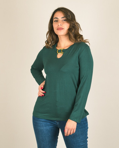 Maglia manica lunga con accessorio davanti