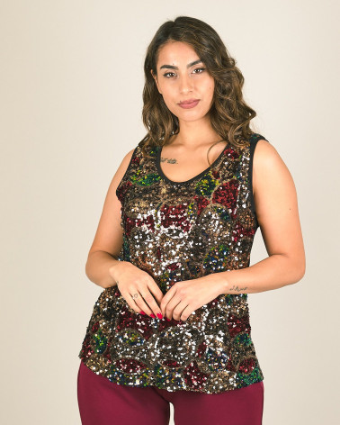 Top in paillettes multicolor