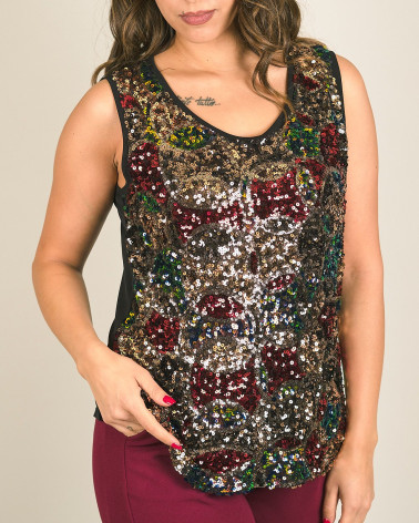 Top in paillettes multicolor