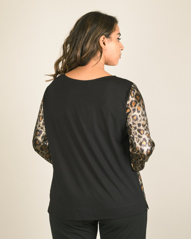 Blusa in raso animalier