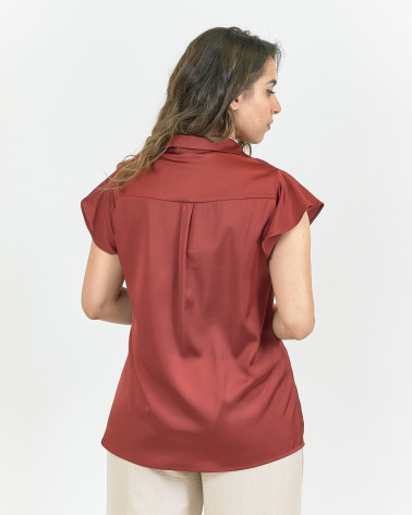 BLUSA IN SATIN CON COLLETTO