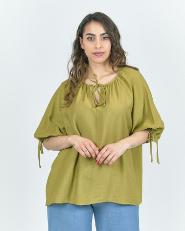 BLUSA VERDE ACIDO IN VISCOSA