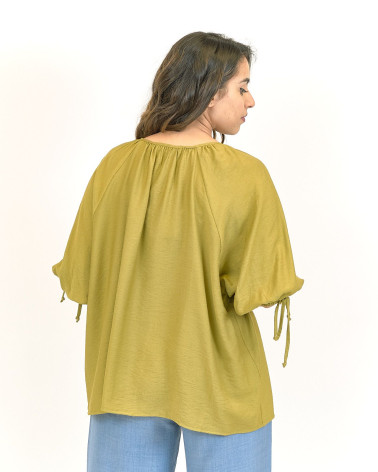 BLUSA VERDE ACIDO IN VISCOSA