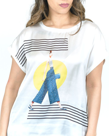 T-SHIRT CON STAMPA DENIM