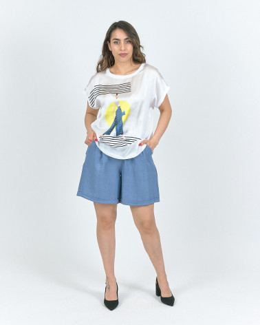 T-SHIRT CON STAMPA DENIM