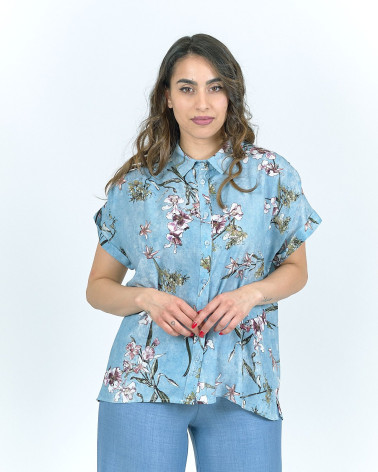 CAMICIA IN DENIM FLOREALE