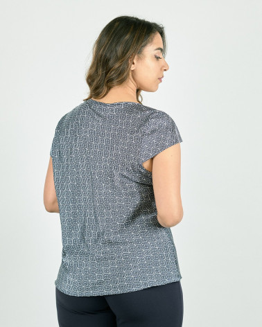 BLUSA IN RASO CON GRAFICA