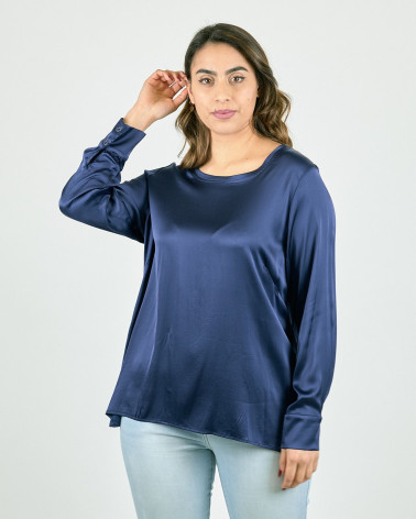 CAMICIA BLU IN RASO