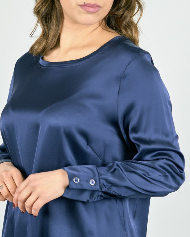 CAMICIA BLU IN RASO