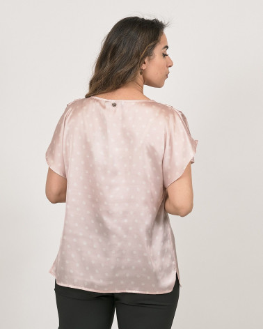 BLUSA A POIS CON DRAPPEGGIO