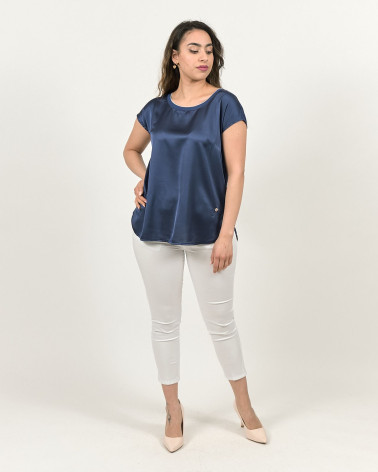 BLUSA IN RASO CON ORLO A CAMICIA