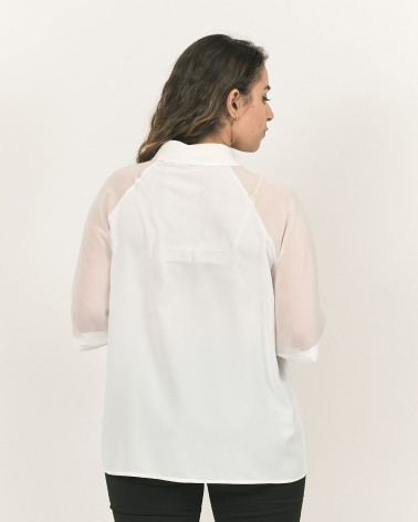 BLUSA A POLO IN GEORGETTE