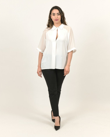 BLUSA A POLO IN GEORGETTE