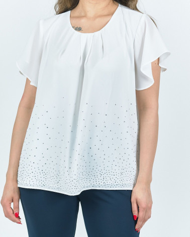 CAMICIA CON VOLANT E STRASS