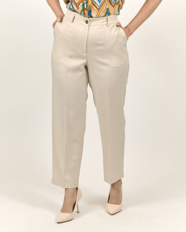 PANTALONI CAPRI BEIGE EFFETTO LINO