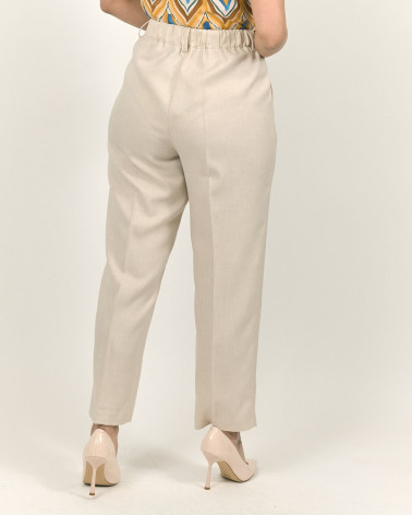 PANTALONI CAPRI BEIGE EFFETTO LINO