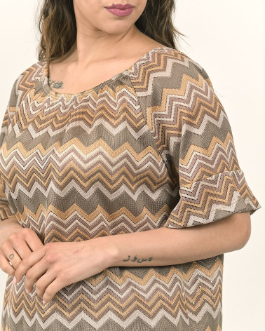 MAGLIA IN FILO ZIG ZAG CON VOLANT