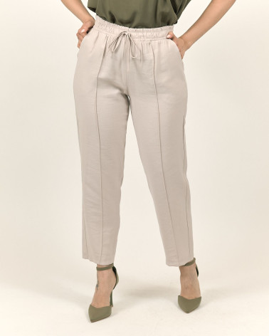 PANTALONI BEIGE CON NERVINA 