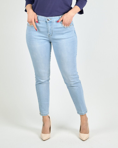 JEANS CAPRI CON PERLINE