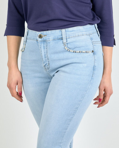 JEANS CAPRI CON PERLINE