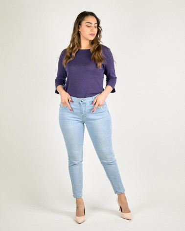 JEANS CAPRI CON PERLINE