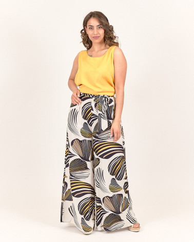 PANTALONI PALAZZO BLACK & YELLOW